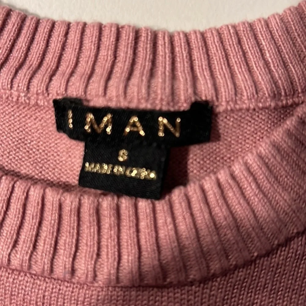 IMAN long Sleeve  Mauve Sweater Buttons on one shoulder Size Small